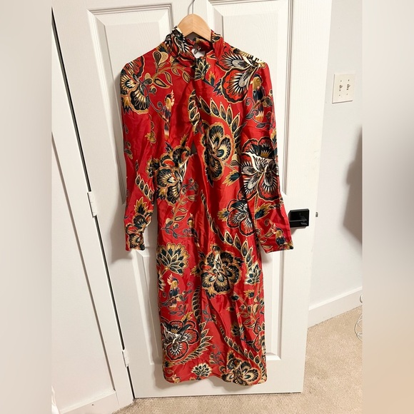 NWT Farm Rio Maxi Dress boho tropical Parrot Print Long Sleeves - Picture 7 of 15